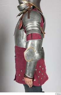  Photos Medieval Knight in plate armor 14 Historical Clothing Medieval Soldier plate armor red gambeson upper body 0003.jpg